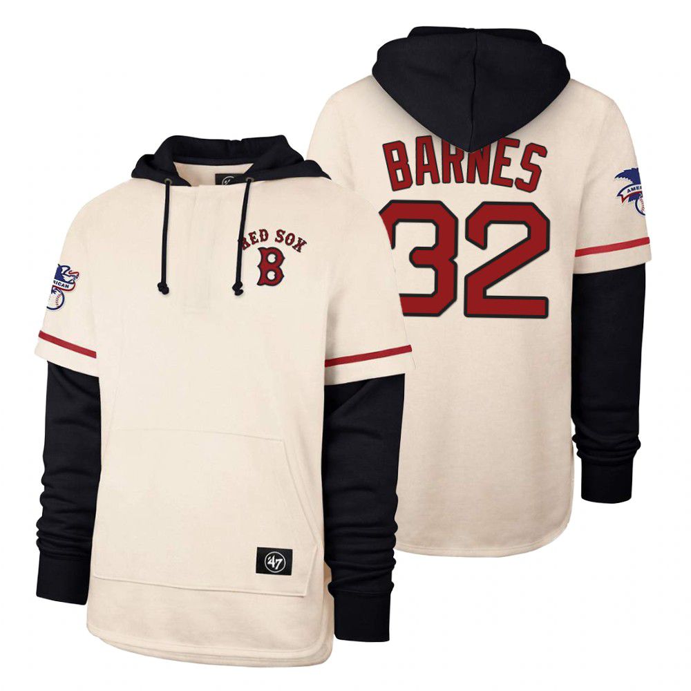 Men Boston Red Sox #32 Barnes Cream 2021 Pullover Hoodie MLB Jersey